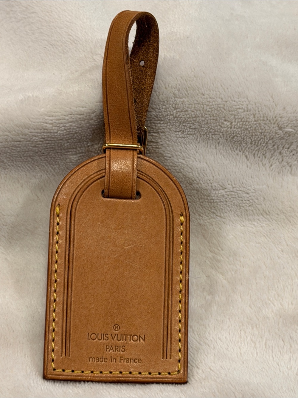Authentic Louis Vuitton Vachetta Leather Luggage Tag Honey Patina Made In France